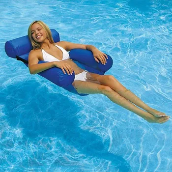 Надувное плавающее кресло для развлечений с сетчатым гамаком, складная двухцелевая спинка, плавающий диван-кровать  5