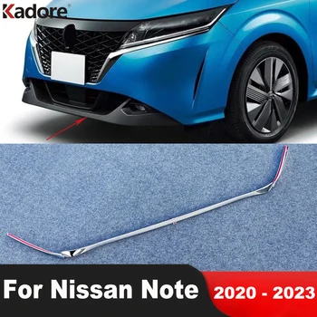 Накладка Нижней Крышки Переднего Бампера Для Nissan Note 2020-2022 2023 Хромированная Гоночная Решетка Радиатора Для Губ Молдинговая Полоса Внешние Аксессуары  4