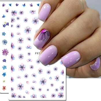Наклейки для нейл-арта 3d Фиолетовые Сухие цветочные лепестки, цветы, Клейкие наклейки для ногтей, украшение для красоты кончиков ногтей  5