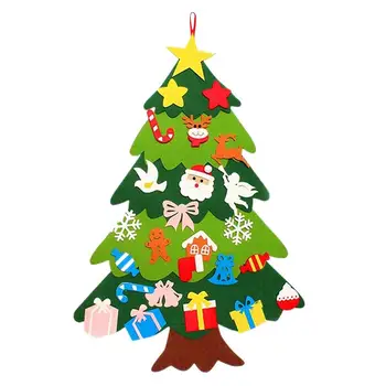 Настенная Рождественская елка Украшения в форме рождественской елки для настенных войлочных гобеленов Украшения с пряничным снеговиком для детей своими руками  5
