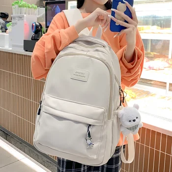 Нейлоновый женский рюкзак, школьная сумка для девочек-подростков, дорожная сумка, студенческая сумка, однотонный Кавайный высококачественный рюкзак для книг Mochilas  5