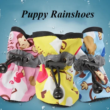 Новая обувь для собак с рисунком, летняя дышащая обувь, чехлы для ног домашних животных, водонепроницаемые дождевики с рисунком обезьяны, противоскользящие и водонепроницаемые  4