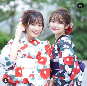 Новое летнее кимоно Юката в традиционном японском стиле, фотография, кимоно из полиэстера, быстросохнущее, не легко мнется.  10