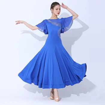 Новое платье для бальных танцев Со стразами, платье для соревнований, 3 цвета, Одежда для танцев Танго, Танцевальная одежда национального стандарта VDB6829  5
