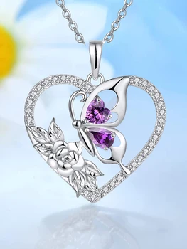 Новое стильное ожерелье с бабочкой в форме сердца, подвеска-шарм, персонализированный модный подарок на день рождения  5
