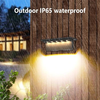 Новые 2шт Светодиодные Солнечные настенные светильники Открытый Ip65 Водонепроницаемый Ландшафтный Садовый светильник для патио Забор Двор Вилла  5