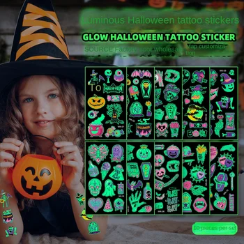 Новые детские мультяшные светящиеся наклейки на бампер на Хэллоуин, временные наклейки для праздничной вечеринки, наклейка на велосипед, наклейки на бампер, бумага  5