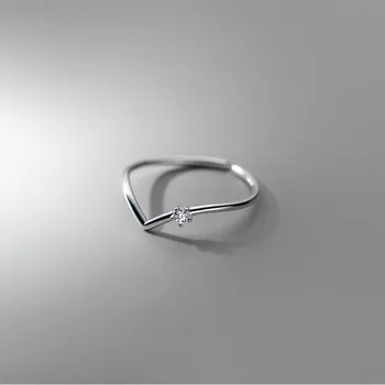 Новые модные простые V-образные тонкие кольца с одним кругом для женщин, Летнее открытое кольцо с кристаллом Циркона, Аксессуар для женских подарков Оптом  5