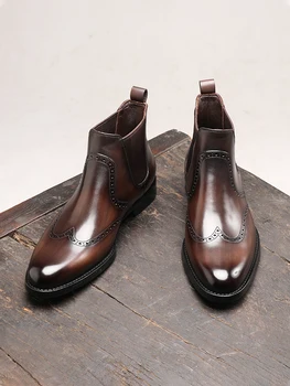 Новые мужские ботинки в деловом стиле, английские короткие ботинки 