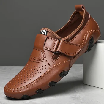 Новые мужские лоферы, Кожаная повседневная обувь, уличная высококачественная Удобная обувь на плоской подошве, дизайнерская обувь для скалолазания ручной работы, модная роскошная Мягкая  5