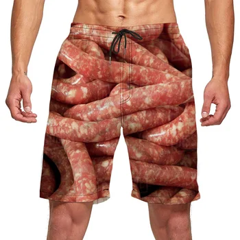 Новые мужские шорты для колбасы с рисунком Beach Grill, мужские шорты для колбасы с рисунком 3D, спортивные штаны для мясных колбас  5
