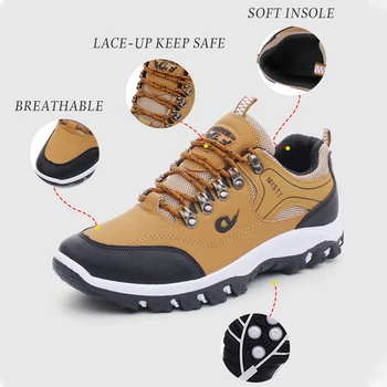 Новые осенние кроссовки, мужская модная удобная походная обувь, Мужские кожаные водонепроницаемые противоскользящие кроссовки для мужчин Zapatillas Deporte  5