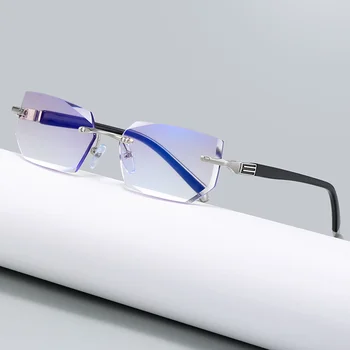 Новые очки для чтения с защитой от синего цвета, очки без металлической оправы, мужские и женские прозрачные очки для чтения с защитой от излучения.  5