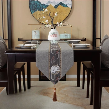 Новый китайский стиль для стола Водонепроницаемый Настольный Флаг Чайная церемония Ткань для чайного стола Длинная скатерть  5