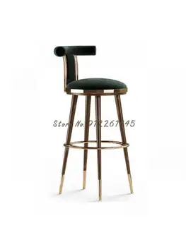 Новый легкий роскошный барный стул из нержавеющей стали с простой современной спинкой Офис продаж модельный зал барный стул высокий табурет  10