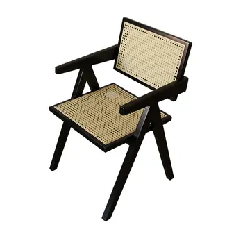 Обеденные стулья из ротанга в скандинавском стиле, средневековые стулья, ретро-подлокотники, кресла для отдыха  3