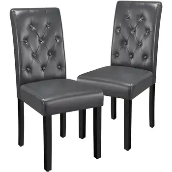Обеденный стул из искусственной кожи Alden Design Parson с ножками из цельного дерева, набор из 2 предметов, Эспрессо  5