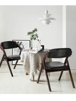 Обеденный стул из массива дерева со спинкой в скандинавском минималистичном стиле Домашний Компьютерный стол Стул Складной Стул Табурет Современный Ресторан Стул для отдыха  5