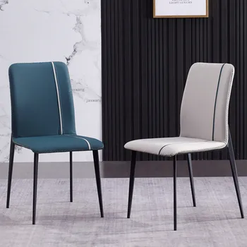 Обеденный стул со Скандинавской спинкой, Обеденный стул для переговоров в роскошном отеле, Современные минималистичные Кожаные Стулья, Кухонная мебель  5