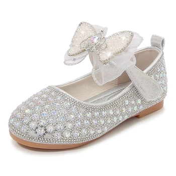 Обувь принцессы для девочек 2023 года, Весенне-Осенняя Новая Детская Кожаная обувь Для малышей, Модная обувь Для выступлений с бантом На Мягкой подошве Для девочек  5
