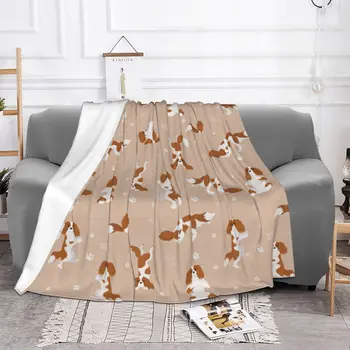 Одеяло для кавалера Кинг Чарльз Спаниеля Фланелевое Осенне-зимнее для любителей собак, Мягкое покрывало для кровати, покрывала для уличных постельных принадлежностей  3