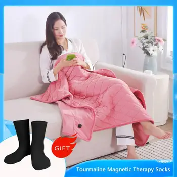 Одеяло с электрическим подогревом, зимнее большое теплое одеяло, пригодное для носки, 5 В USB С питанием от блоков питания, одеяло-грелка для кровати, обогреватель для тела, можно стирать  5
