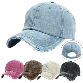 Однотонная весенне-летняя кепка, женская бейсболка с конским хвостом, Модные шляпы, мужская бейсболка, хлопковая уличная простая кепка с винтажным козырьком, повседневная кепка  5