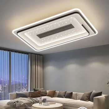 Основной свет в гостиной простой современный атмосферный квадратный бытовой вентилятор, лампа, светодиодный потолочный светильник  4