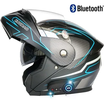 Откидной шлем для мотокросса с Bluetooth, мотоциклетный полнолицевой модульный вместительный защитный шлем, головной убор для гонок по бездорожью, скоростному спуску, Крушение  5