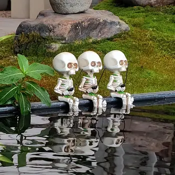 Открытый сад, украшение в виде скелета на Хэллоуин, креативный вход, озеленение внутреннего двора, фигурка скелета из смолы для рыбалки, украшение балкона  5