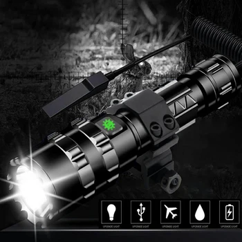 Охотничьим фонариком, Профессиональным тактическим светодиодным фонариком, USB-перезаряжаемым водонепроницаемым фонариком, красным / Зеленым /белым Фонариком L2 Scout Light  5
