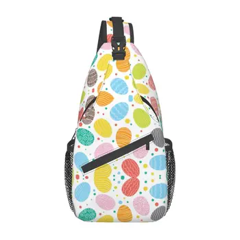 Пасхальные красочные яйца, нагрудная сумка, сумка с аниме-крестом для мужчин, Женский рюкзак для путешествий, школьный рюкзак, уличный полиэстер, повседневный, один размер  5