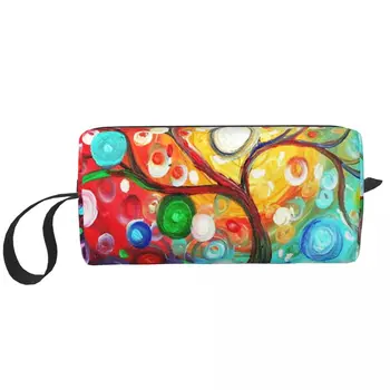 Переносные сумки в виде разноцветного дерева, косметички для путешествий, кемпинга, активного отдыха на свежем воздухе, туалетные принадлежности, сумка для украшений  5