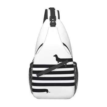 Персонализированная Милая Длинная сумка-слинг для собак, Мужская Крутая Забавная сумка для щенков Таксы, рюкзак через плечо, рюкзак для путешествий, Походный рюкзак  4