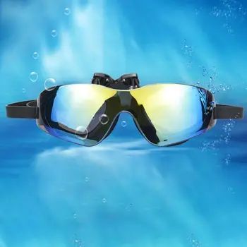 Плавательные очки с гальваническим покрытием высокой четкости, противотуманные Силиконовые зеркальные очки с гальваническим покрытием, широкий обзор, эластичное снаряжение для плавания.  5