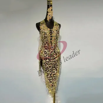 Платье для латиноамериканских танцев, высококлассный конкурсный костюм со змеиным рисунком на заказ, профессиональная одежда для сцены для взрослых Ча-Ча-танго  5
