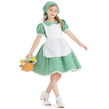 Платье для малышей, Зеленое клетчатое платье для девочек на Хэллоуин, праздничный костюм для выступлений, платье для девочек, праздничные наряды, Женские летние платья  10