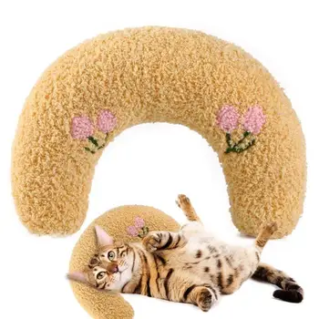 Плюшевая U-образная мягкая подушка-кукла Для маленькой собачки Кошки, Удобная для скрежета зубами, Щенка, Котенка, Кошачьих принадлежностей для сна.  5