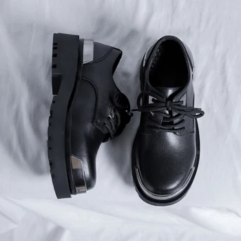 Повседневная кожаная мужская обувь, мужская оксфордская обувь в британском стиле, уличные свадебные модельные туфли в стиле панк, мужские туфли на плоской подошве для отдыха, обувь для прогулок  5