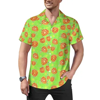 Повседневные рубашки с оранжевыми фруктами, пляжная рубашка с цветами, гавайские эстетические блузки, мужские графические носки большого размера  5