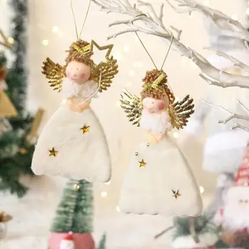 Подвеска в виде рождественского Ангела, Очаровательная подвеска в виде рождественского Ангела, мини-кукольное украшение с крыльями на шнурке, дизайн для украшения рождественской елки, Рождество  4