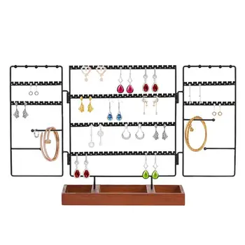 Подставка для ожерелья, подставка для сережек с деревянным подносом, декоративный органайзер для хранения ювелирных изделий для ожерелий, браслетов, серег  5