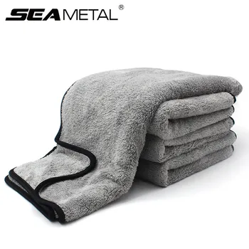 Полотенце для мытья автомобиля из микрофибры SEAMETAL, Быстросохнущая ткань для автоматической чистки, подшивающая ткань, сверхпоглощающие тряпки, полотенца для аксессуаров для автомойки  10