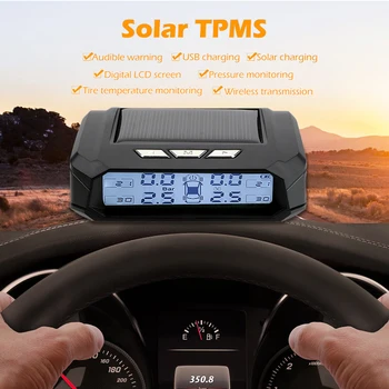 Предупреждение О температуре Монитор Давления в Автомобильных Шинах Для Экономии топлива Система Контроля Давления В шинах Solar TPMS С 4 Внешними датчиками  5