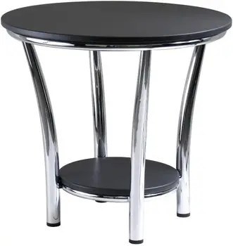 Прикроватный столик Maya, черный / металлический, 23,82 дюйма, современный  5