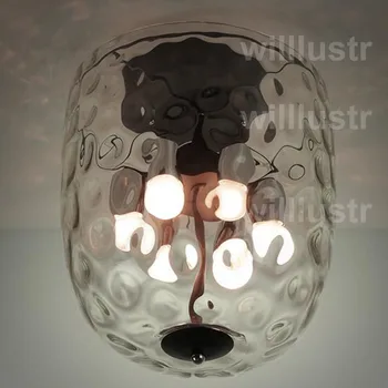 прозрачное стекло, большой прозрачный абажур, стеклянный светильник, ананас, волна воды в горошек, кристалл, скандинавское освещение, потолочный светильник willlustr  10