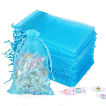 Прозрачные пакеты для подарочных конфет Сетчатые мешочки для ювелирных изделий на шнурке оптом для свадебных сувениров * 100ШТ для девочки из оберточной бумаги для детских подарков  5
