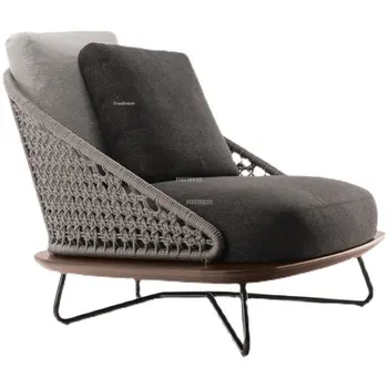 Простые уличные стулья из ротанга, Скандинавская уличная мебель, современные пляжные стулья для отдыха, домашняя гостиная, шезлонг со спинкой на балконе.  5