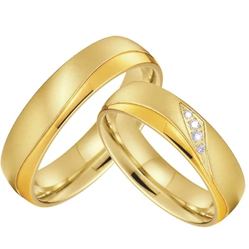 Размер США 4 Пара Обручальных колец Женское Обручальное кольцо Подарки на годовщину Ювелирные изделия для дам Золотого цвета  4