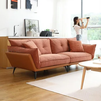 Расслабляющий скандинавский трехместный Простой скандинавский диван-кровать из современной ткани для приема гостей Divani Da Soggiorno Мягкая мебель ШХВХГ  5
